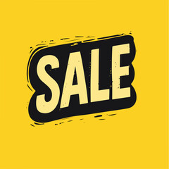 Naklejka premium Bold yellow sale sign with black brushstroke background