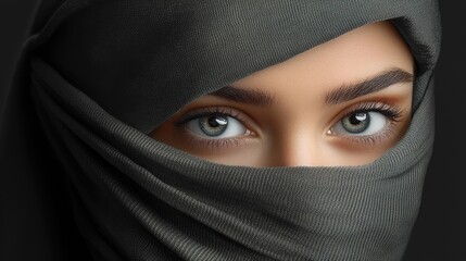 Naklejka premium Eyes covered with dark cloth, symbolizing refusal to see beyond current limitations