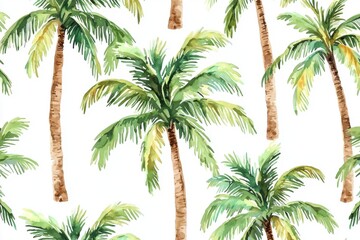 Obraz premium A vibrant watercolor illustration featuring palm trees, perfect for tropical-themed designs or backgrounds.