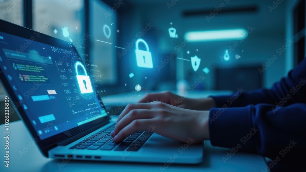 Aufkleber digital security and technology in modern workspaces