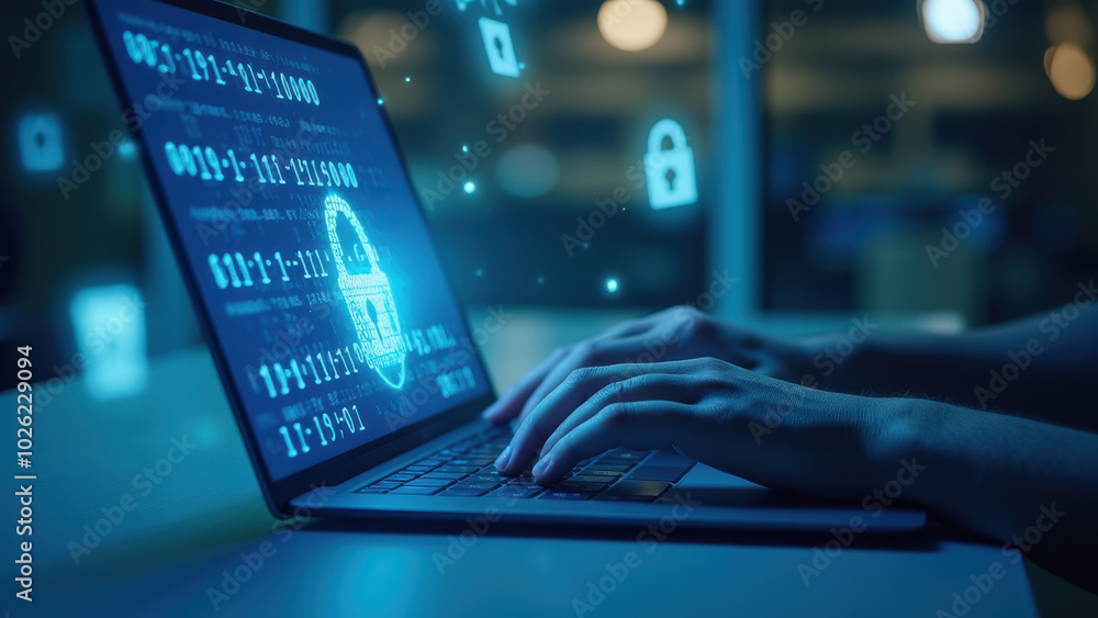 Aufkleber secure it environment with digital lock graphic