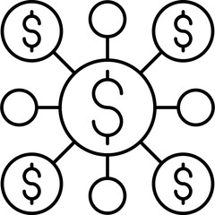Business network vector icon in outline  style 