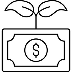 money growth vector icon in outline  style 