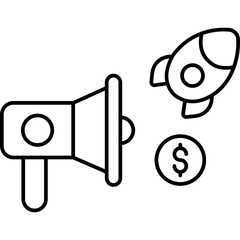 business promotion vector icon in outline  style 