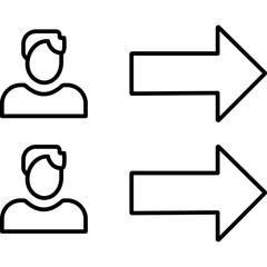 Direction vector icon in outline  style 