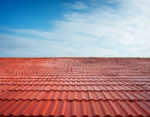 new red tiles roof and blue sky