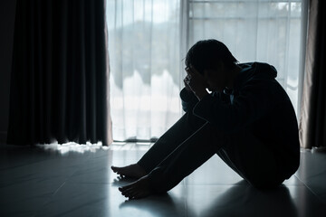 Silhouette of lost cast long shadow, embodying deep despair and hopelessness left him feeling...