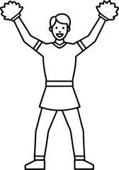 A man heerleading one line drawing. Vector line art of cheerleader. Outline cheerleader isolated on white background. cutout cheerleader. hand drawn design. vector illustration.