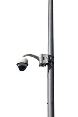 Security camera on a lamp post isolated on the transparent background