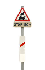 Railroad crossing sign isolated on the transparent background