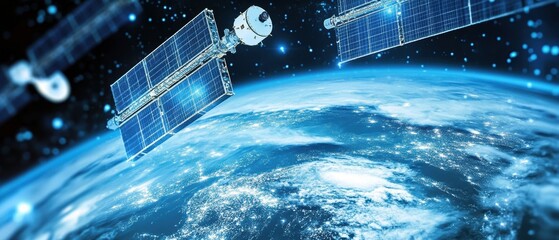Mobile networks powered by telecommunication satellites, visualizing signal transmission from space to earth