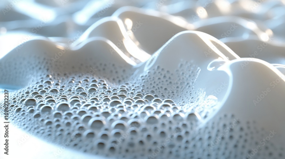 Poster the image is of a white foam with many bubbles