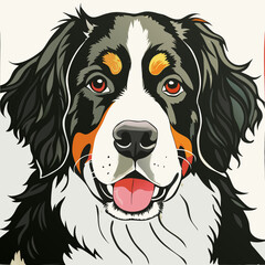 Obraz premium Playful Bernese Mountain Dog Illustration with a Smiling Expression