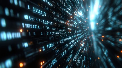 Obraz premium Binary Code Stream Pattern Visualization