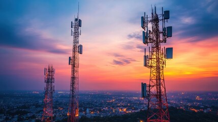Obraz premium Telecom services in communication networks, focusing on service diversity, from traditional calls to high-speed internet