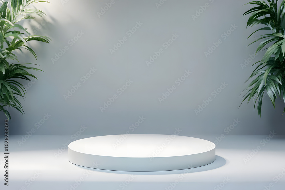 Aufkleber white podium background empty pedestal presentation stage scene abstract platform showcase blank sta