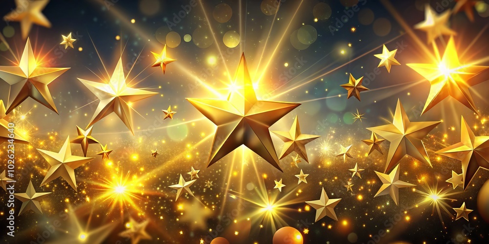 Poster experience a stunning 3d golden stars animation designed for web and mobile apps, perfect for showca