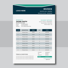 Minimal business Invoice design template.
