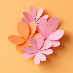 Fototapeta premium Petal-adorned butterflies, New Year 2025 festivities, bright colors, 3D illustration, selective focus on foreground, copy space for text, ultra HD,