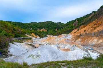 北海道　登別温泉　地獄谷の風景