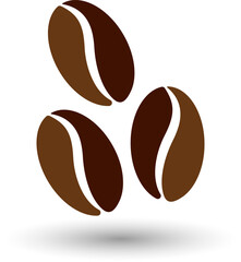 3D Coffee beans in a heart shape icon for a coffee shop. Morning coffee beans sign and symbol illustration.