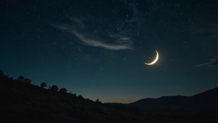Naklejka premium night with moon in the sky