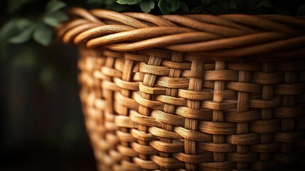 Obraz premium Wicker Basket with Detailed Woven Texture