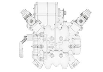 Motorcycle engine top view.