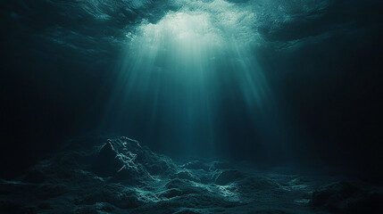 Dark ocean depths with soft light filtering through