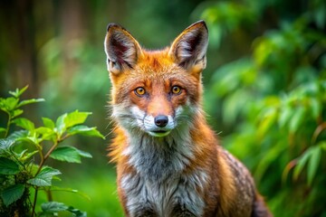 Fototapeta premium Captivating Images of Foxes with Mange Showcasing Their Unique Appearance in Nature's Wild Settings