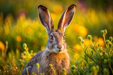 Obraz premium Captivating Pictures of Jackrabbits in Their Natural Habitat Showcasing Their Unique Features and Playful Behavior