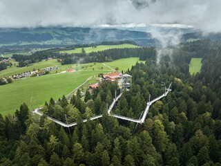 Scheidegg, Bavaria, Germany, 10-04-2024, Skywalk treetop trail in the Allgäu Alps, Bavaria, Germany