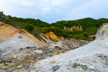 北海道　登別温泉　地獄谷の風景
