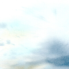 Watercolor illustration, of a blue sky. Hand drawn. Suitable for backgrounds and textiles.