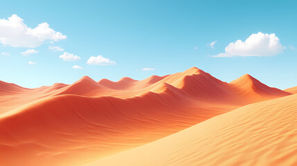 Naklejka premium Big 3d realistic background of sand dunes. Desert landscape with blue sky