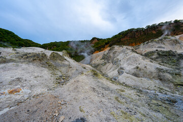 北海道　登別温泉　地獄谷の風景