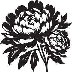 Peony flower silhouette black vector © MstSumi