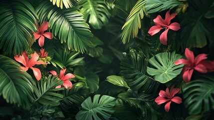 Tropical Jungle Canopy with Vibrant Colors