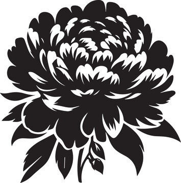 black peony flower silhouette design clip art preview