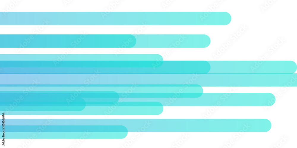 Poster white paper background with blue stripes lines. white transparent material shapes in random geometri
