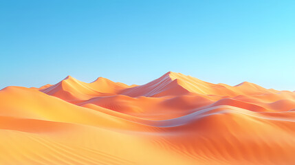 Naklejka premium Big 3d realistic background of sand dunes. Desert landscape with blue sky
