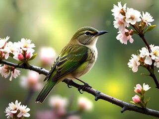 A colorful bird sits on a branch in the forest.	