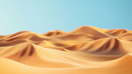 Obraz premium Big 3d realistic background of sand dunes. Desert landscape with blue sky