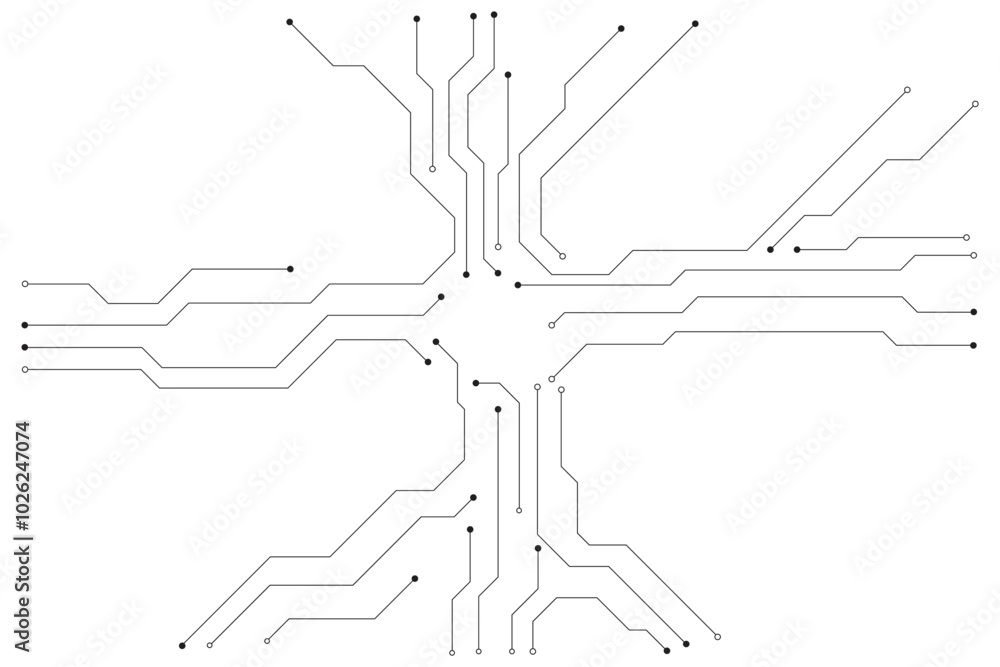 Aufkleber abstract digital circuit board on technology white background. circuit connected lines and dots on a