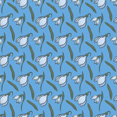 Snowdrop Season Seamless Vector Pattern Design