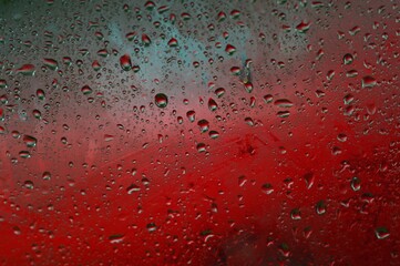 water drops on red background