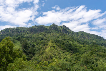 Beautiful view of mountains, blue sky and beautiful clouds