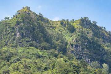 Obraz premium Beautiful view of mountains, blue sky and beautiful clouds