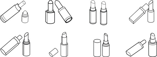 Lipstick Tube Set Illustrations Outline Design