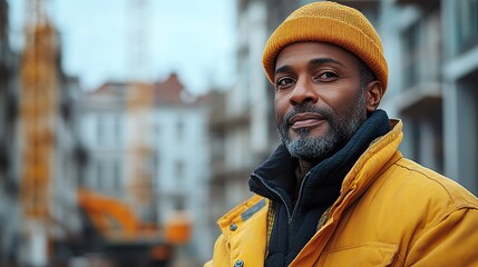 Obraz premium Construction Site Safety Meeting with Contractor and Team